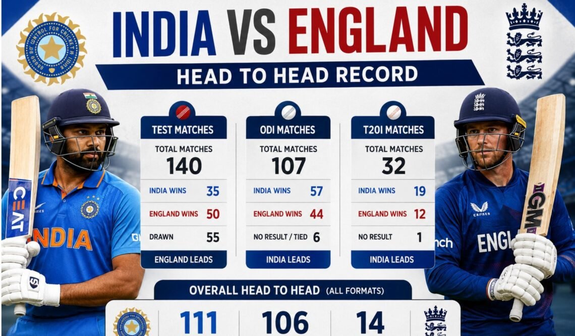 India vs England Head to Head Record
