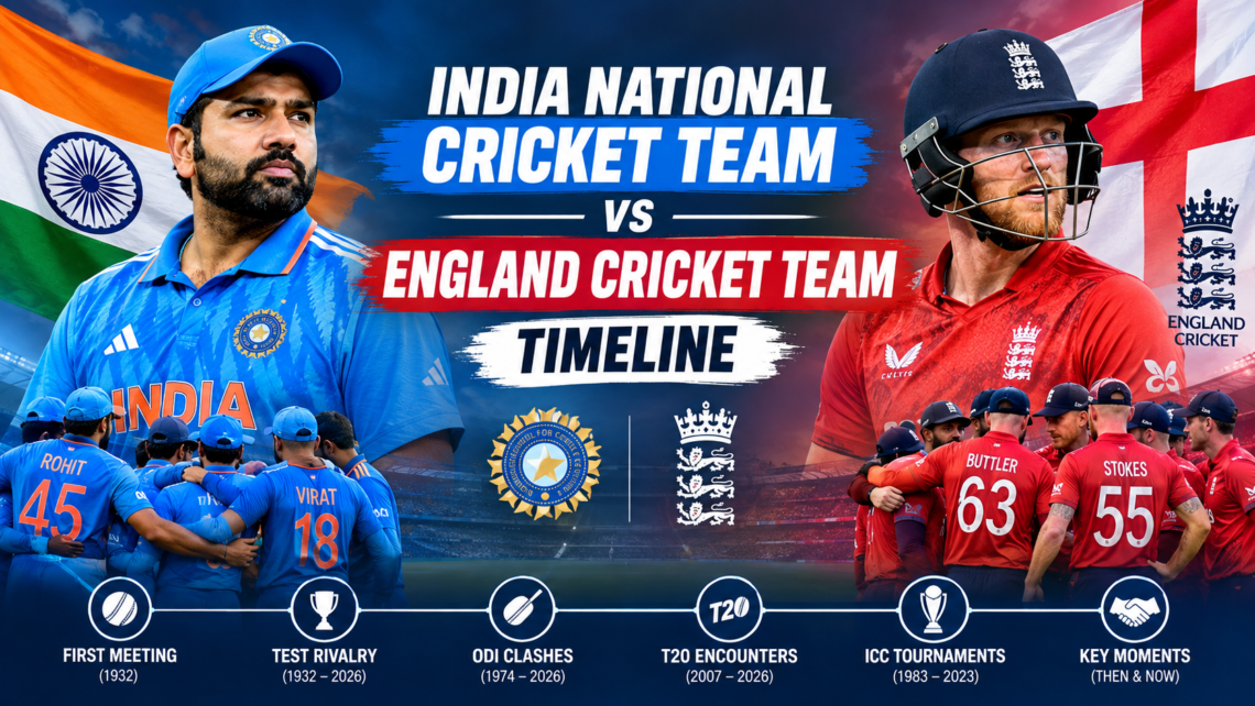 England Cricket Team vs India National Cricket Team Timeline